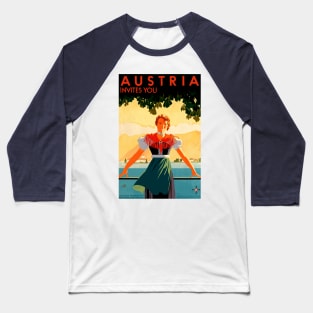 Austria Invites You - Vintage Travel Poster Design Baseball T-Shirt